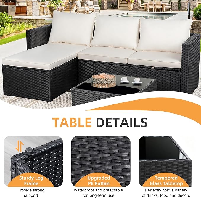 Shintenchi 4 Pieces Patio Furniture Sets, Outdoor Sofa Patio Sectional Sets All - Image 5
