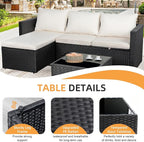 Shintenchi 4 Pieces Patio Furniture Sets, Outdoor Sofa Patio Sectional Sets All - Image 5