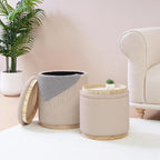 PINPLUS Round Ottoman with Storage Set of 2, Vanity Stool with Storage - Image 2