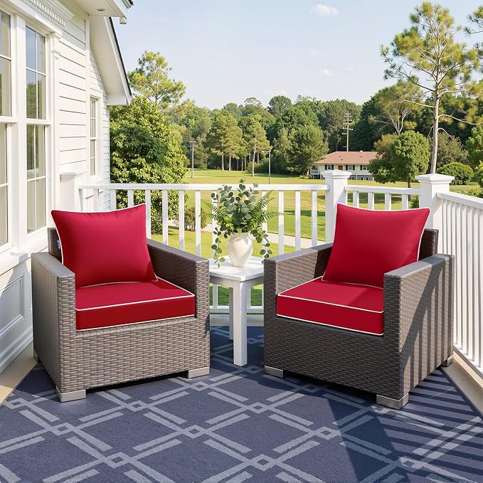 MIULEE Red Outdoor Seat Cushion 24x24 Inch Waterproof & 3 Year Fade Resistant - Image 2