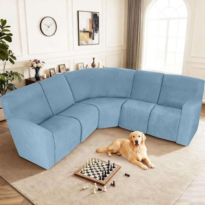 ALIECOM 100% Waterproof Recliner Sectional Couch Covers L Shape Stretch Corner - Image 2