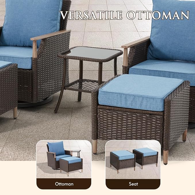 MELLCOM Patio Furniture Set, Weather Resistant Olefin Fabric - Image 6