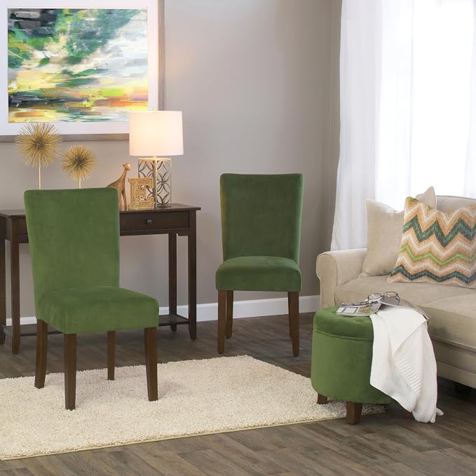 HomePop Parsons Classic Upholstered Accent Dining Chair, Dark Green Velvet - Image 5