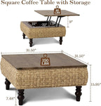 31.5" Lift Top Coffee Table for Living Room, Square Farmhouse Coffee Table - Image 2