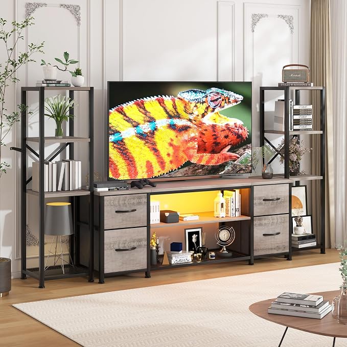 Yenlure LED TV Stand Bookshelf Combo by CREATEDFORSMARTHOMES
