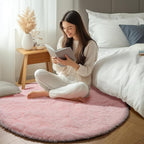 Light Pink Round Area Rugs 5ft for Bedroom Living Room, Fluffy Circle Rug for - Image 5