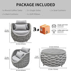 TWT 3 Pieces Aluminum Patio Furniture Set, Hand Woven Textilene Rope Outdoor - Image 2