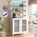 Aheaplus Bar Cabinet with Power Outlets, Coffee Bar Station by Aheaplus