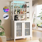 Aheaplus Bar Cabinet with Power Outlets, Coffee Bar Station by Aheaplus