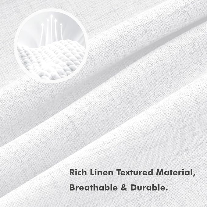 MIULEE 100% Blackout Linen Curtains 42 x 84 Inch Bright White 2 Panels | - Image 3