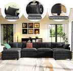 146" Cloud Couch Sectional, U Shaped Modular Sectional Sofa, 4-Seat Deep Seat - Image 3