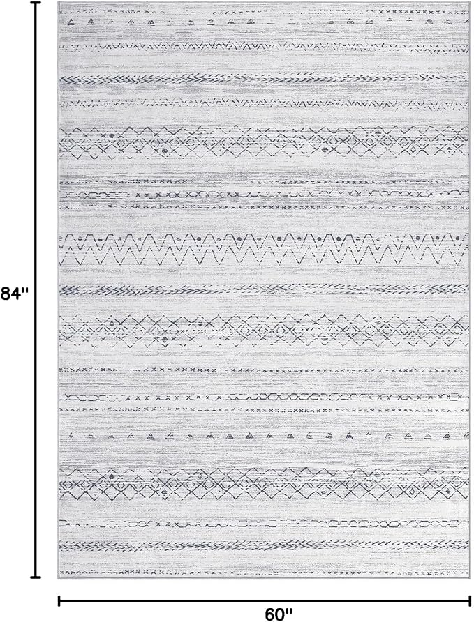 cotiled Boho 5x7 Area Rugs for Living Room: Soft Moroccan Washable Rug | Solve - Image 2