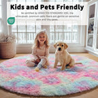 Rainbow Round Area Rugs 5ft, Soft Bedroom Circle Rug Mats - Image 4