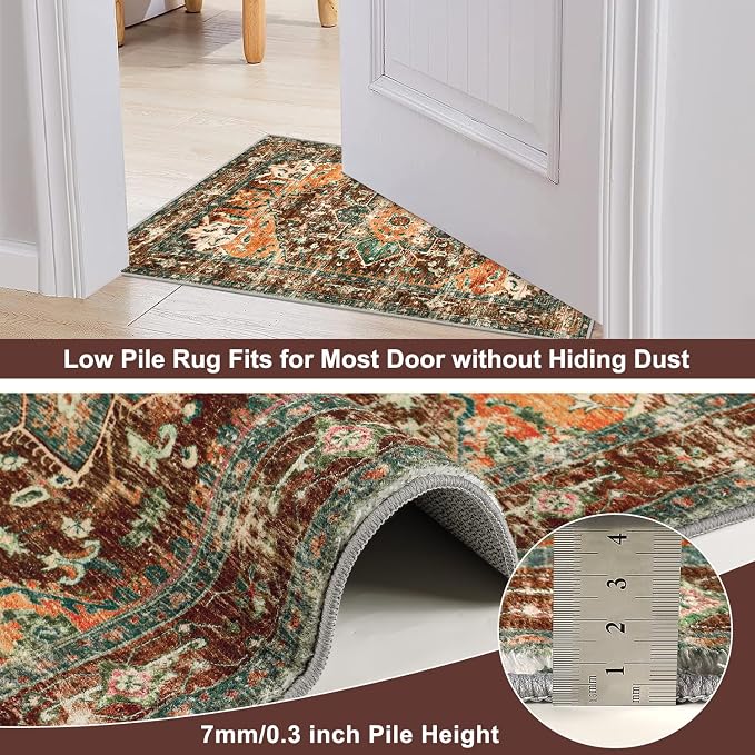 Yamaziot Washable Runner Rug, 3x10 Non-Slip Boho Hallway Kitchen Rug | Stain - Image 5