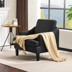 VINGLI Linen Fabric Accent Chair Black, Modern Upholstered Armchair, Comfy Sofa - Image 8