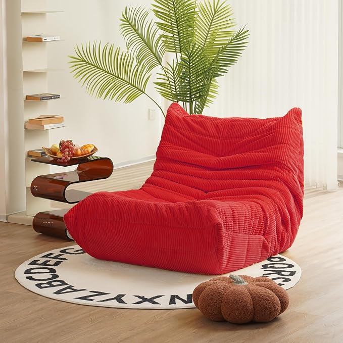 N&V Fireside Mid Century Armless Floor Sofa, Soft Premium Corduroy Floor Lounge by NV
