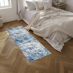 2x6 Washable Runner Rug：Modern Abstract Kitchen Soft Carpet Blue | - Image 2