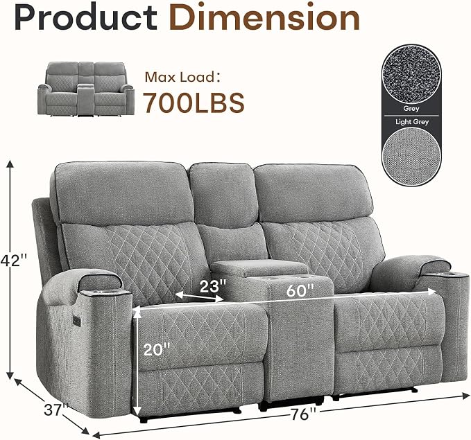 HAOMARKETS Power Reclining Loveseat Sofa - Image 2