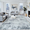 8x10 Washable Area Rug for Living Room Bedroom: Non-Slip Modern Black Grey | by Oriannal