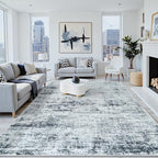 5x7 Washable Area Rug for Living Room Bedroom: Non-Slip Modern Black Grey | by Oriannal