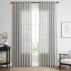 Light Gray Linen Curtains for Living Room 84 Inches Long 2 Panels Set Rod by Nanspring