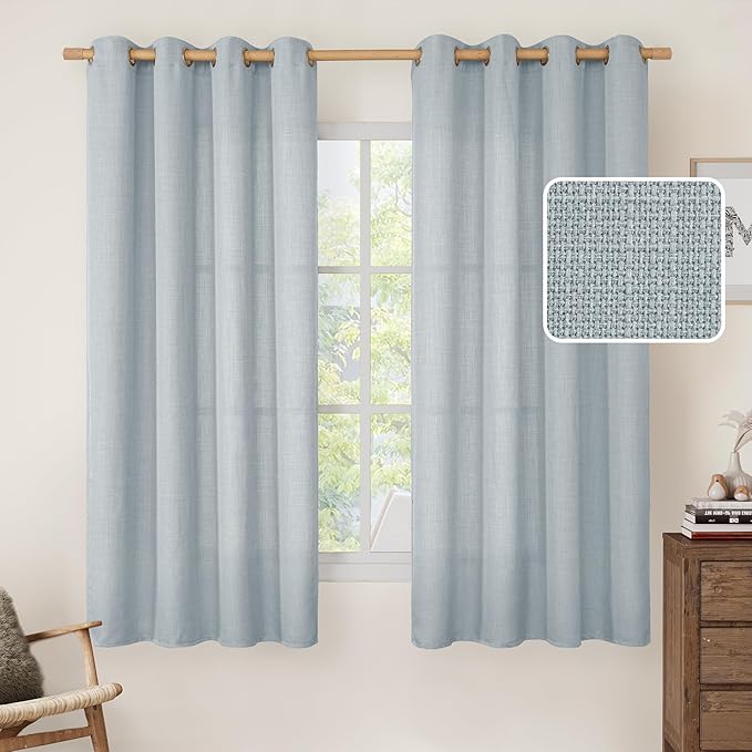 63 Inch Length Faux Linen Curtains by LAMIT