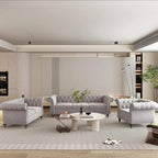 Chesterfield 3 Seater Sofa, Modern Velvet Tufted Couch 3 Seater - Image 8