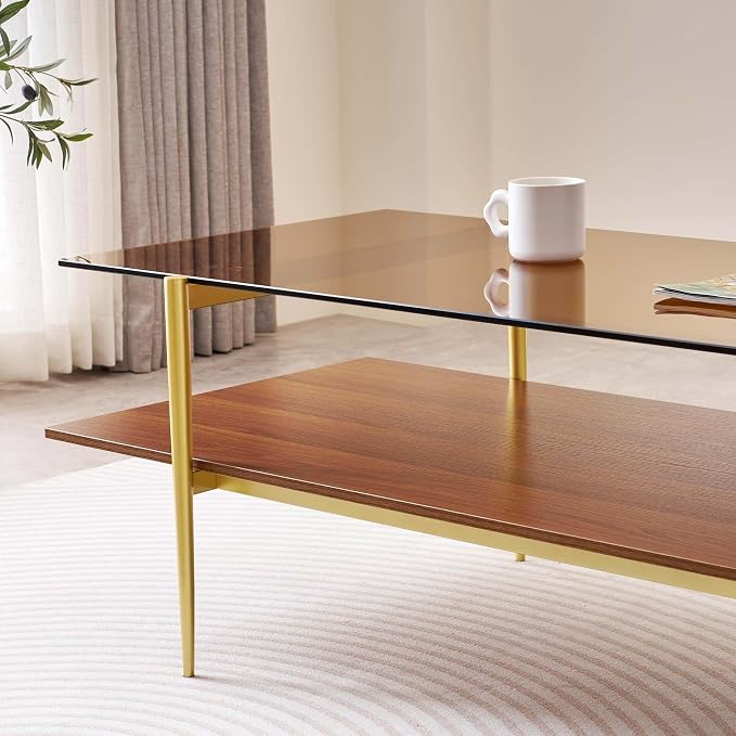 LumFurn Extra Large Rectangle Glass Coffee Table, Mid-Century Modern Design - Image 7