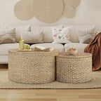 Nesting Coffee Table Set of 2, Rustic Crate and Barrel Coffee Table, Hand-Woven by Giofanzo