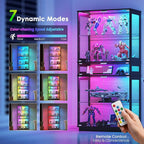 RGB Glass Display Cabinet, 5-Tier Lighted Display Case - Image 3