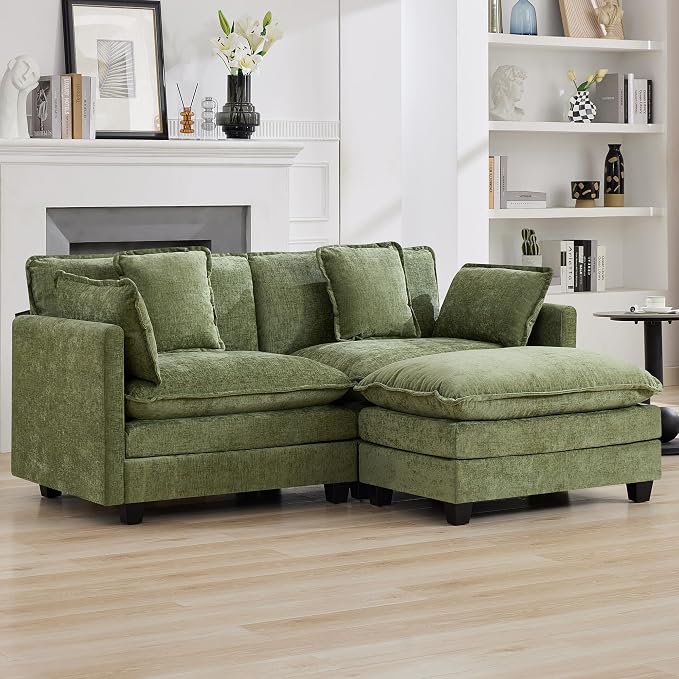 76'' Cloud Deep Seat Loveseat Sofa, Upholstered Chenille Modular 2-Seats by WUTUTUEE