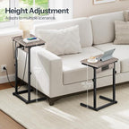 HOOBRO C-Shaped End Table with Charging Station, Adjustable Height Sofa Tray - Image 3