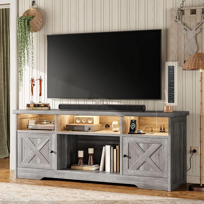 Casaottima TV Stand for 65 Inch TV, Farmhouse Entertainment Center by Casaottima