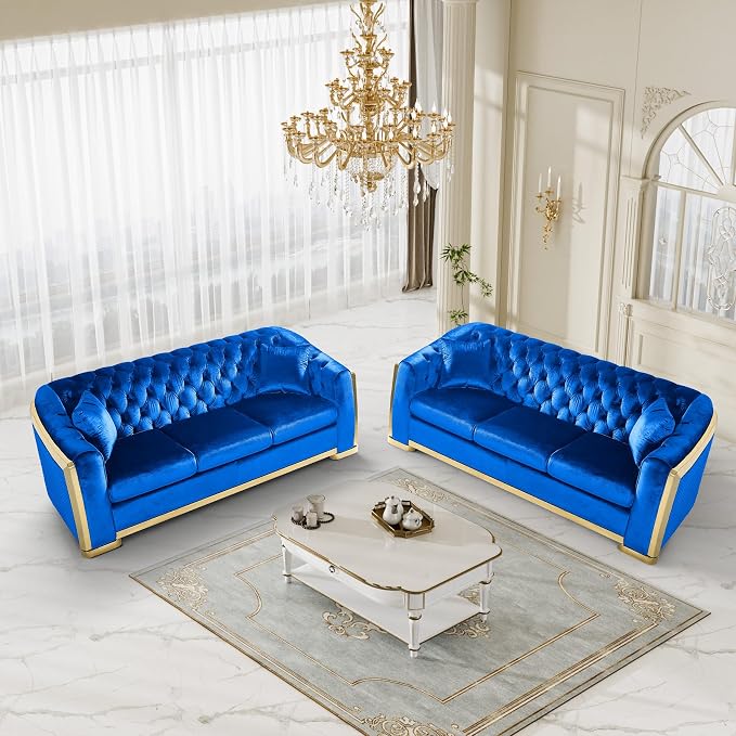 DAMAIFROM Mid Century Modern Chesterfield Sofa Couch, 3 Seat Tufted Sofas - Image 7