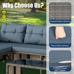 Vongrasig 3 Pieces Patio Furniture Sets, All-Weather Wicker Outdoor Sofa Couch - Image 4