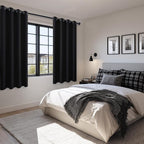 Blackout Curtains for Bedroom, 52 x 63 Inches Length Black 2 Panels | Thermal - Image 6
