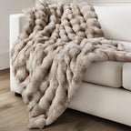 Ultra Soft Cozy Faux Fur Throw Blanket, Fuzzy Plush Thick Bubble Blanket by blunique