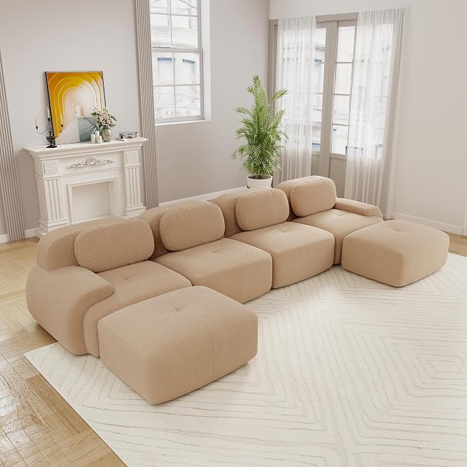 Boneless Sectional Couch, No Assembly Required, 152.7” U Shaped Modular Cloud by ModonChicSofasCouches