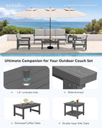 SERWALL HDPE Patio Furniture Set, 7-piece Outdoor Sectional Sofa Set, All - Image 7