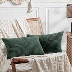 Fancy Homi Set of 2 Dark Green Lumbar Decorative Throw Pillow Covers 16x28 Inch by Fancy+Homi