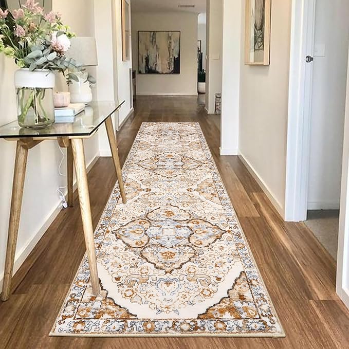 HEBE Hallway Runner Rug 2'x8', Washable Non Slip Kitchen Rug Runner | Soft Boho - Image 7