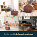 Marrakesh Gallery Genuine Leather Round Pouf Unstuffed - Image 6