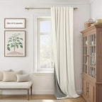 Cream Linen Black Out Curtains 70 Inches Extra Wide - Image 2