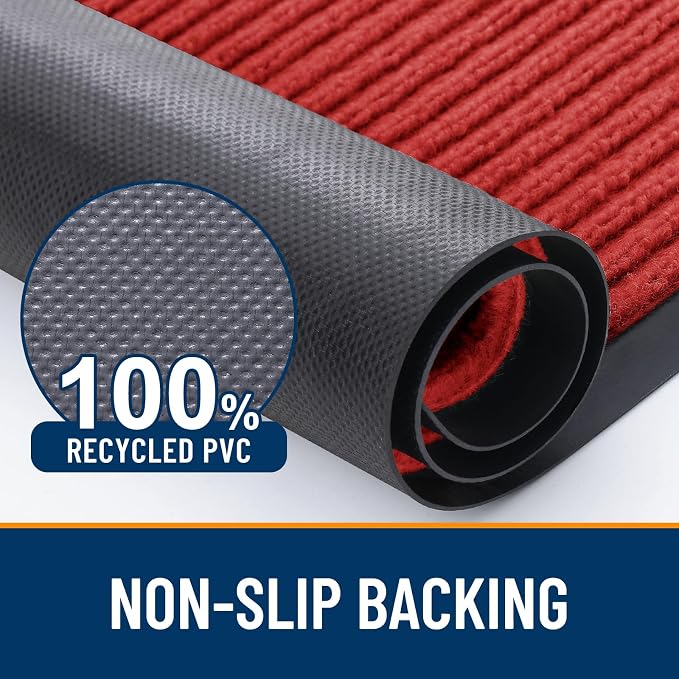 OLANLY Front Door Mat 47x34, Waterproof Heavy-Duty Indoor Outdoor Doormat | Red - Image 3