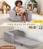 Foryoomi Kids Couch, 2-in-1 Soft Toddler Couch Fold Out - Image 5