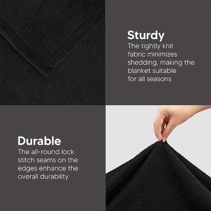 Utopia Bedding Ultra Soft Fleece Bed Blanket Throw Size Black | Microfiber - Image 5