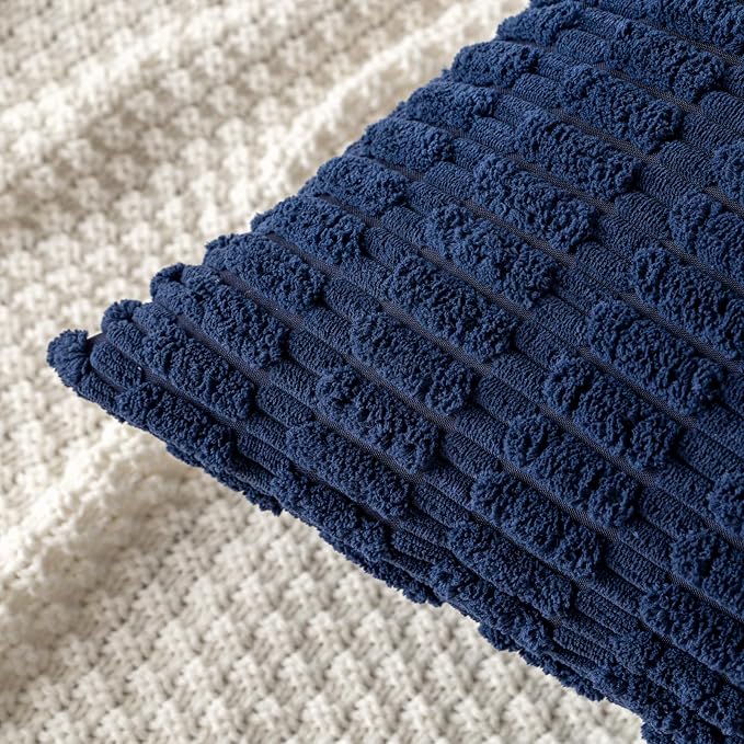MIULEE Corduroy Decorative Throw Pillow Covers 20x20 Navy Blue Pack of 2 | Soft - Image 5