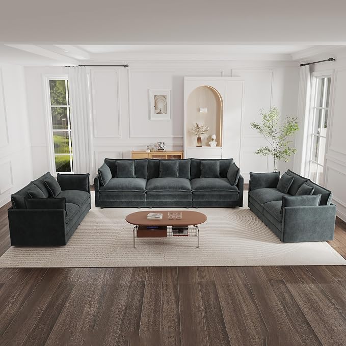 mikibama Luxury Oversized 3 Piece Sofa Set, 2 Pieces of 2 Seater and 1 Piece of by Mikibama