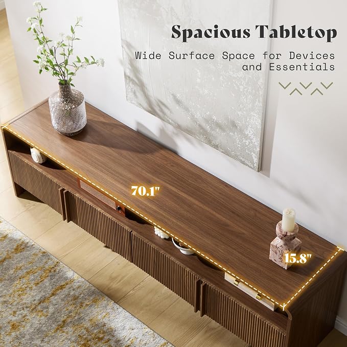 AMERLIFE 70" Fluted Wood TV Stand - Image 5