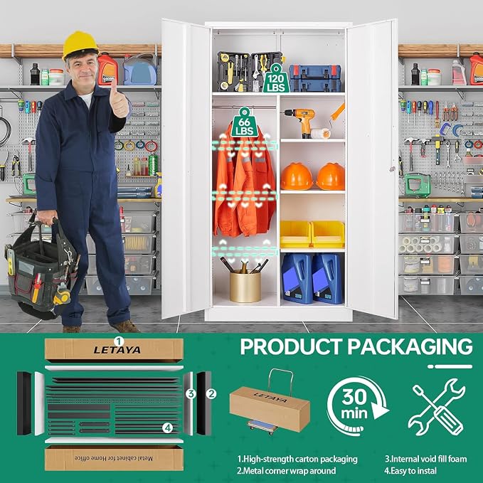 Letaya Metal Locker, Steel Wardrobe Storage Cabinets - Image 8